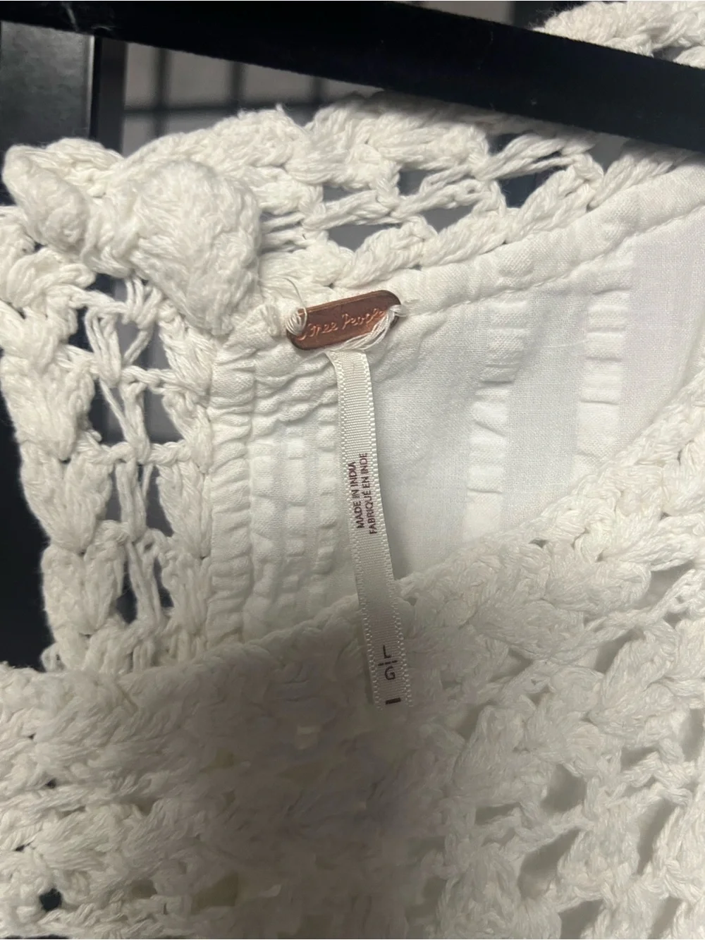 Free People White Crochet Peasant Crop Top